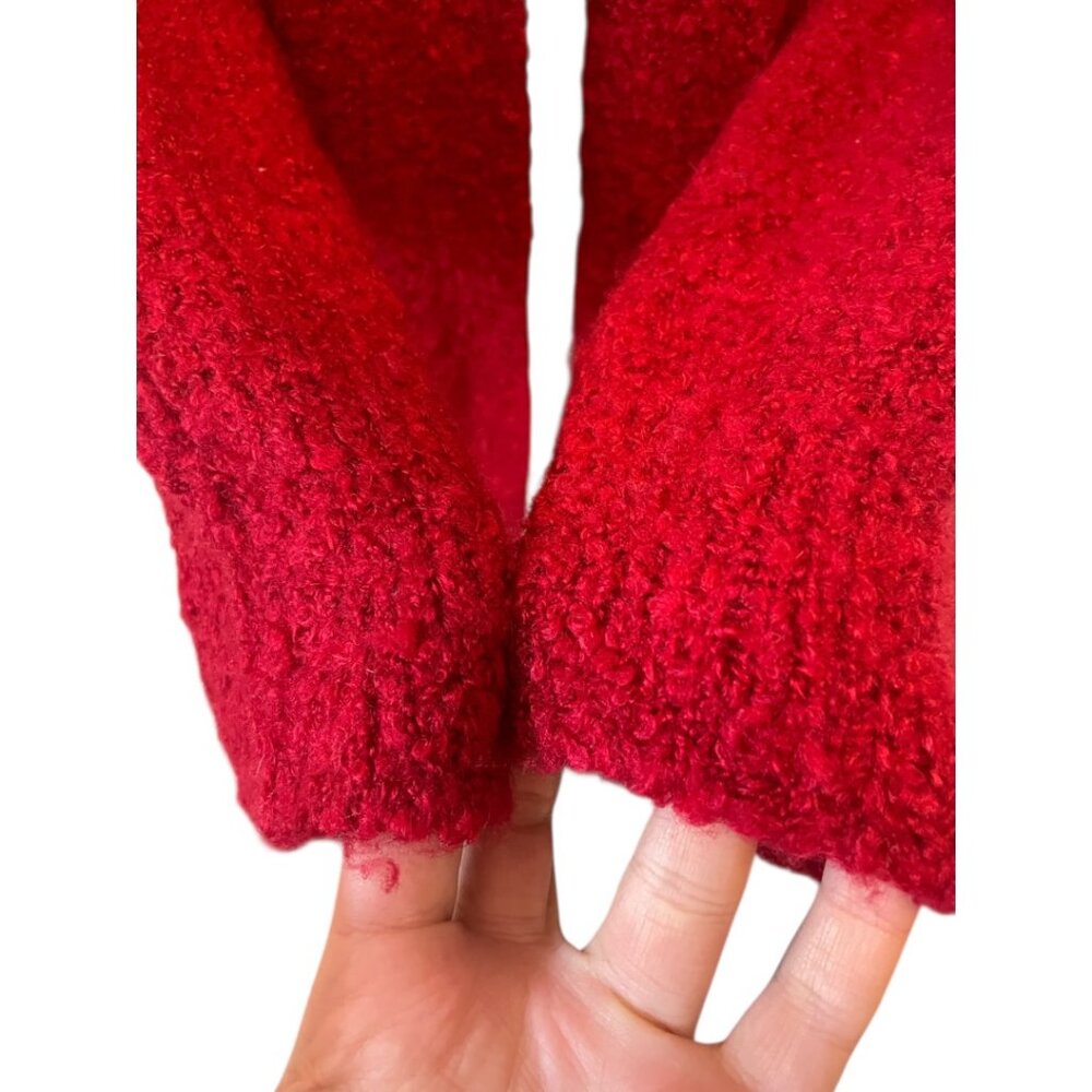 Designers Originals Vintage Open Style Wool Blend Deep Red Cardigan Jacket Sz L - Picture 5 of 8